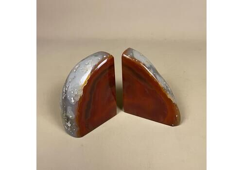 Pair Of 2 Vintage Stone Bookends Book Ends Red Grey Rocks Polished Decorative Library Book Shelf Shelves Heavy Set Natural