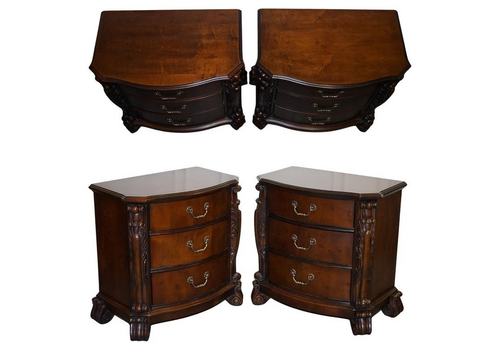 Pair Of Large American Chippendale Style Nightstands Bedside Tables
