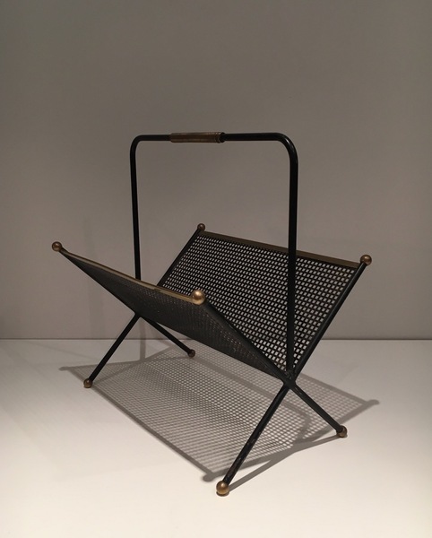 Design Magazine Rack In Black Lacquered Metal, Perforated Sheet Metal ...