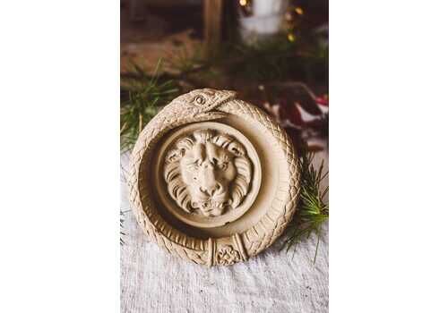Antique French Cast Iron Door Knocker Lion Head Serpent Ouroboros 14cm Paris Gray Architectural Salvage