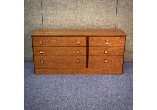 Attractive Large Vintage Mid Century Stag Teak Chest Of Six Drawers