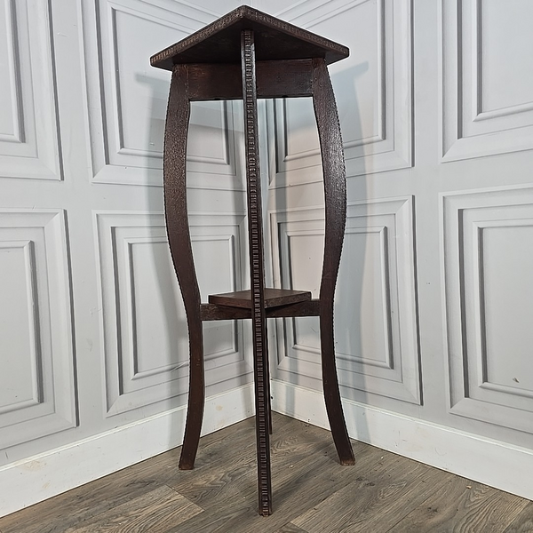 Antique Plant Stand Arts & Crafts Solid Oak – Tall Two Tier Display ...
