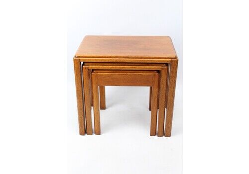 Small Art Deco Nest Of 3 Oak Tables
