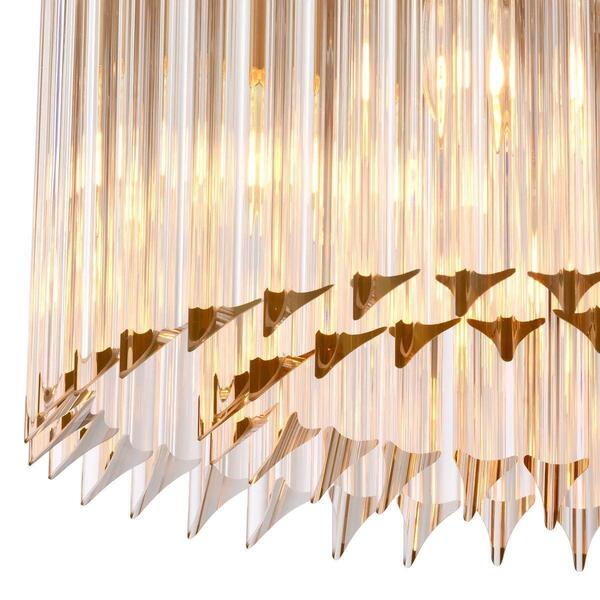 Ceiling Lamp With Brass Finish And Clear Glass Rods, Art Deco Style ...