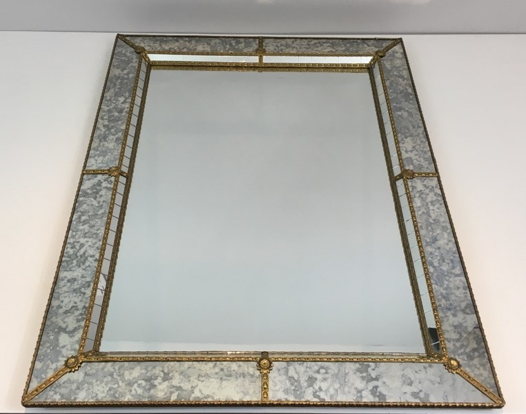 Neoclassical Multi Faceted Mirror Made Of Faux Antique Neoclassical Multi Faceted Mirror Made