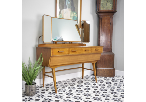 Alfred Cox Mid Century Dressing Table In Teak 1960s With Three Mirrors