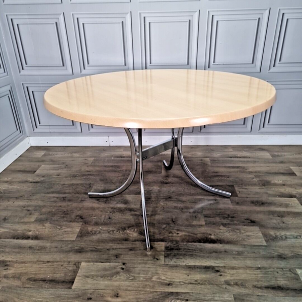 Retro Modern Table Top Retro Chrome Dining Table Modernist Round Frovi Wood Top Mid Century ...