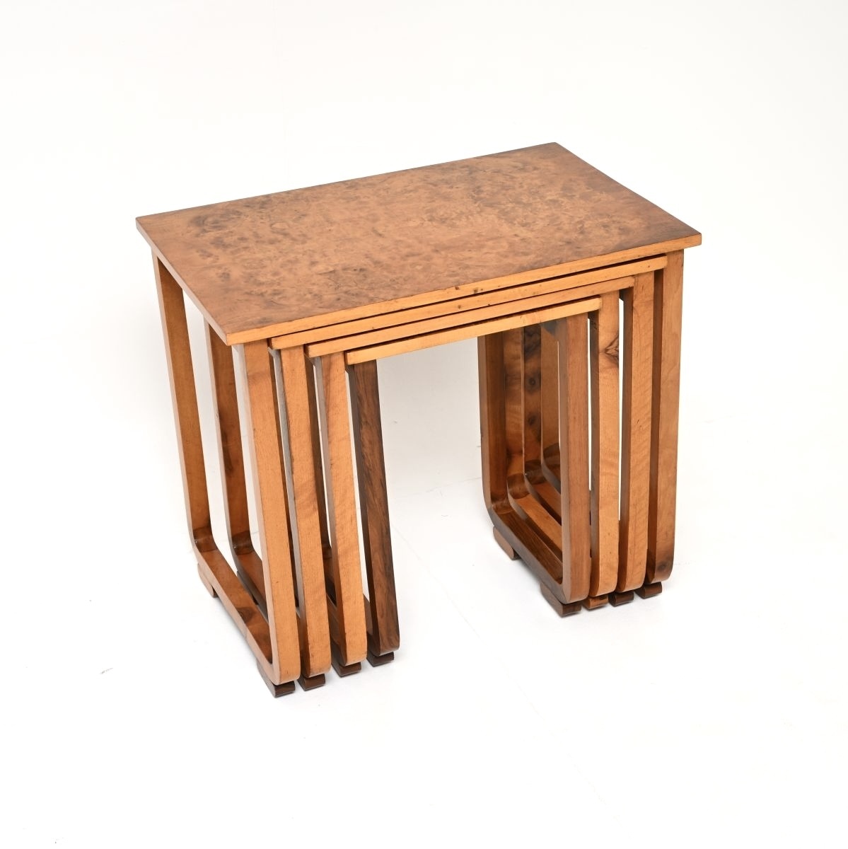 Art Deco Burr Walnut Nest Of Four Tables