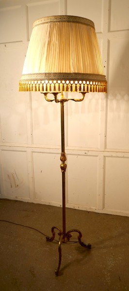 French Brass Arts And Crafts Floor Lamp Regency Style Standard
