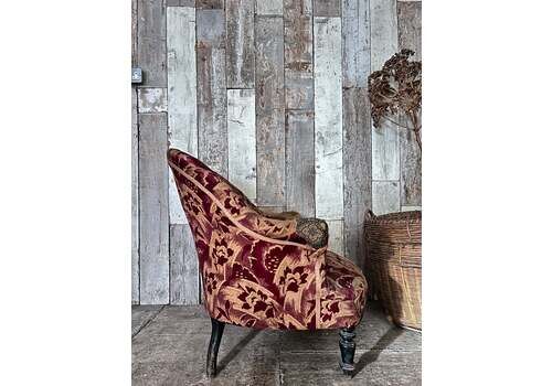 Antique 19th Century French Napoleon III Tub Armchair For Reupholstery