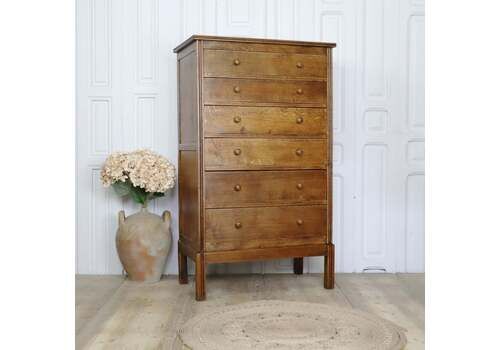 Vintage Oak Rustic Chest Of Drawers Tallboy