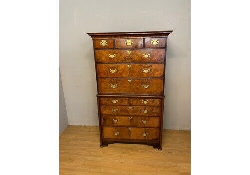 C19th Burr Walnut Chest On Chest