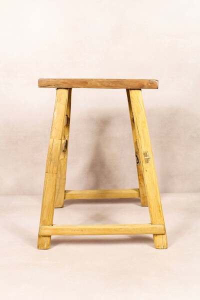 Vintage Rustic Stool Elm Wood 208 | Vinterior