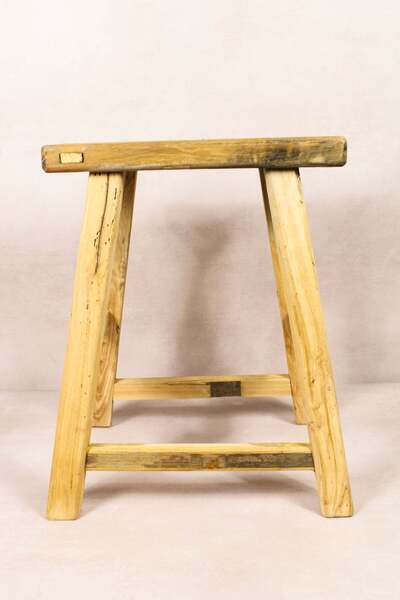 Vintage Rustic Stool Elm Wood 213 | Vinterior