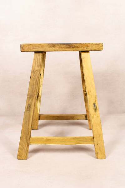 Vintage Rustic Stool Elm Wood 195 | Vinterior