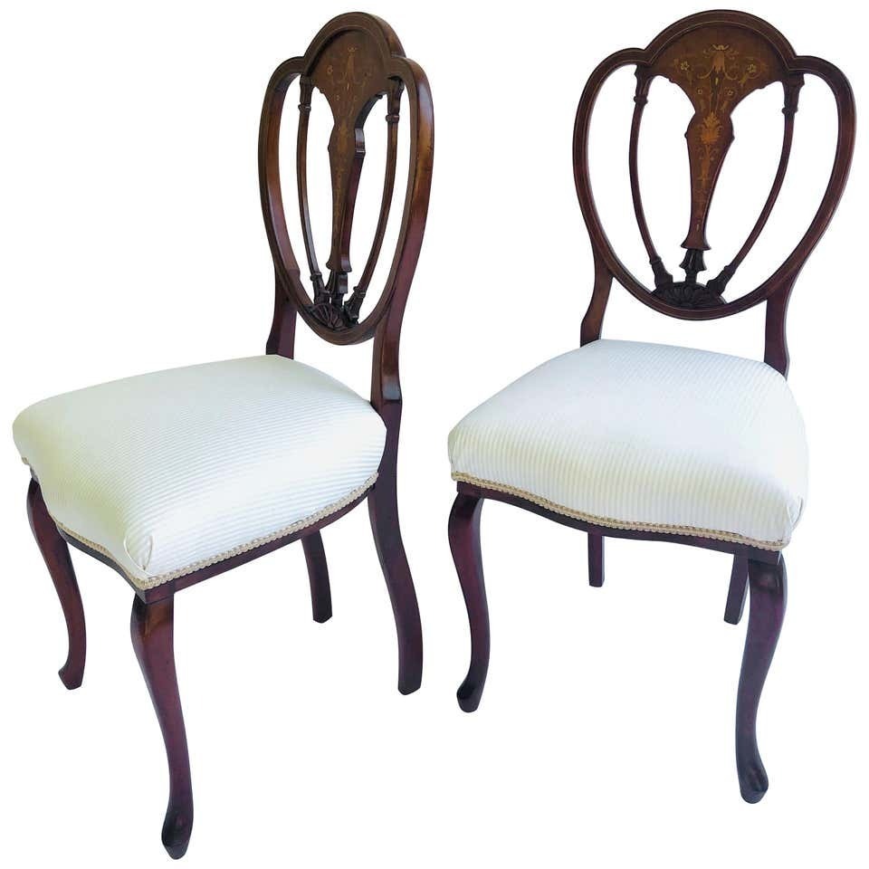 Fine Quality Pair Of Inlaid Mahogany Victorian Side Chairs