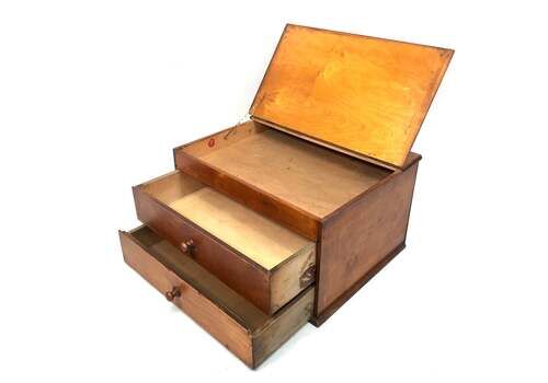 Antique Tabletop Storage Box / Sewing /Haberdashery Cabinet / Jewellery / C1950