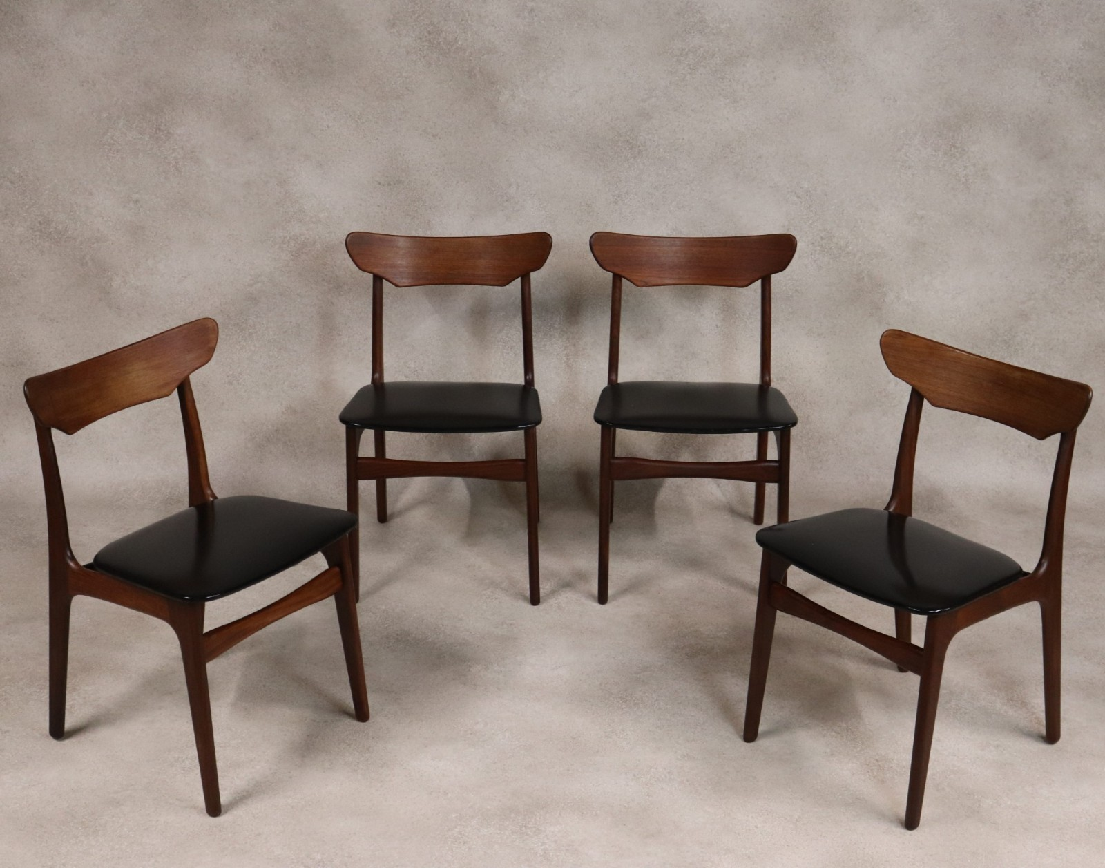 Set Of 4 Danish Teak Dining Chairs Schionning & Elgaard Randers Mobelfabrik Mcm