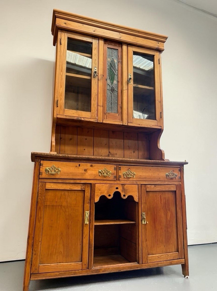 Antique Pitch Pine Welsh Dresser Kitchen Hutch Art Nouveau C1890 ...