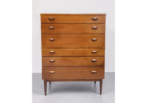Wrighton Teak Chest Of Drawers Tall Boy Mid Century Retro C1960s Lip Handles