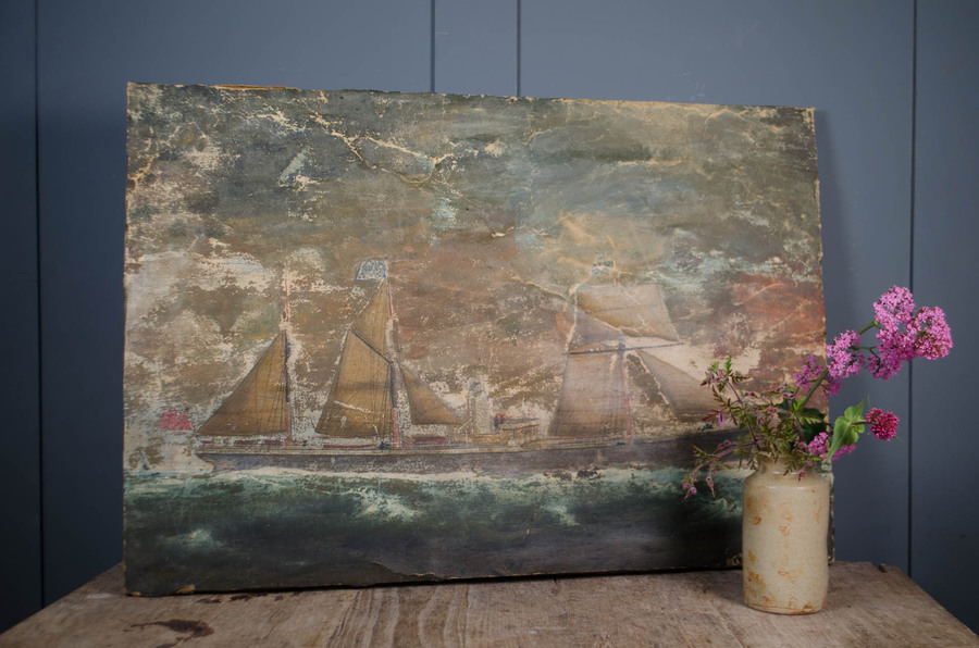 Antique Maritime Oil Painting Devon Merchant Ship | Vinterior