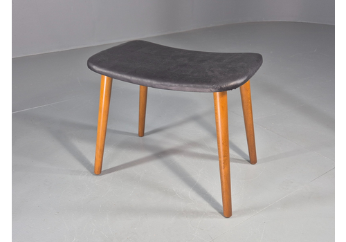 Vintage Mid Century Danish Footstool Black Vinyl Retro 1960s Eb12093