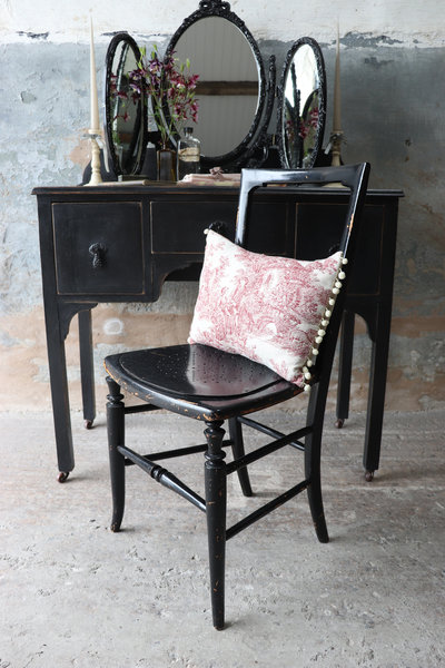 Original Black Gloss Painted Vintage Bedroom Or Desk Chair