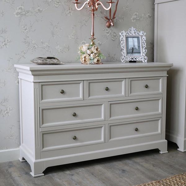 Large Grey 7 Drawer Chest Of Drawers Daventry Taupe Grey Range