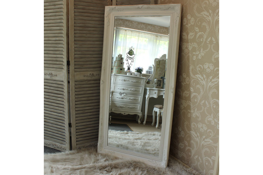 Extra Large White Ornate Wall Floor Mirror 158cm X 78cm