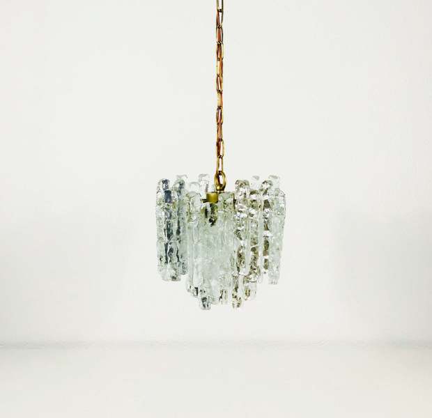 Beautiful Mid Century Kalmar Ice Glass Chandelier Beautiful Mid Century Kalmar Ice Glass Chandelier