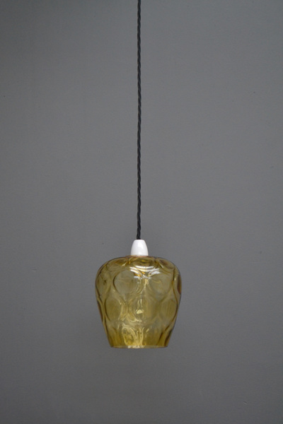 Vintage Mid Century Retro Amber Glass Bell Shape Hanging Pendant Ceiling Light Shade