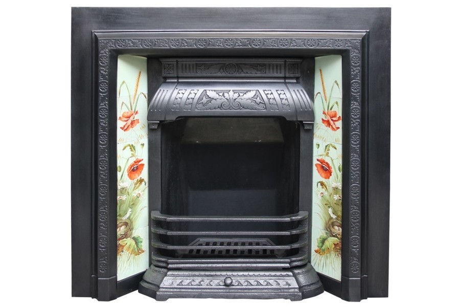 Large Reclaimed Victorian Cast Iron Fireplace Insert Vinterior