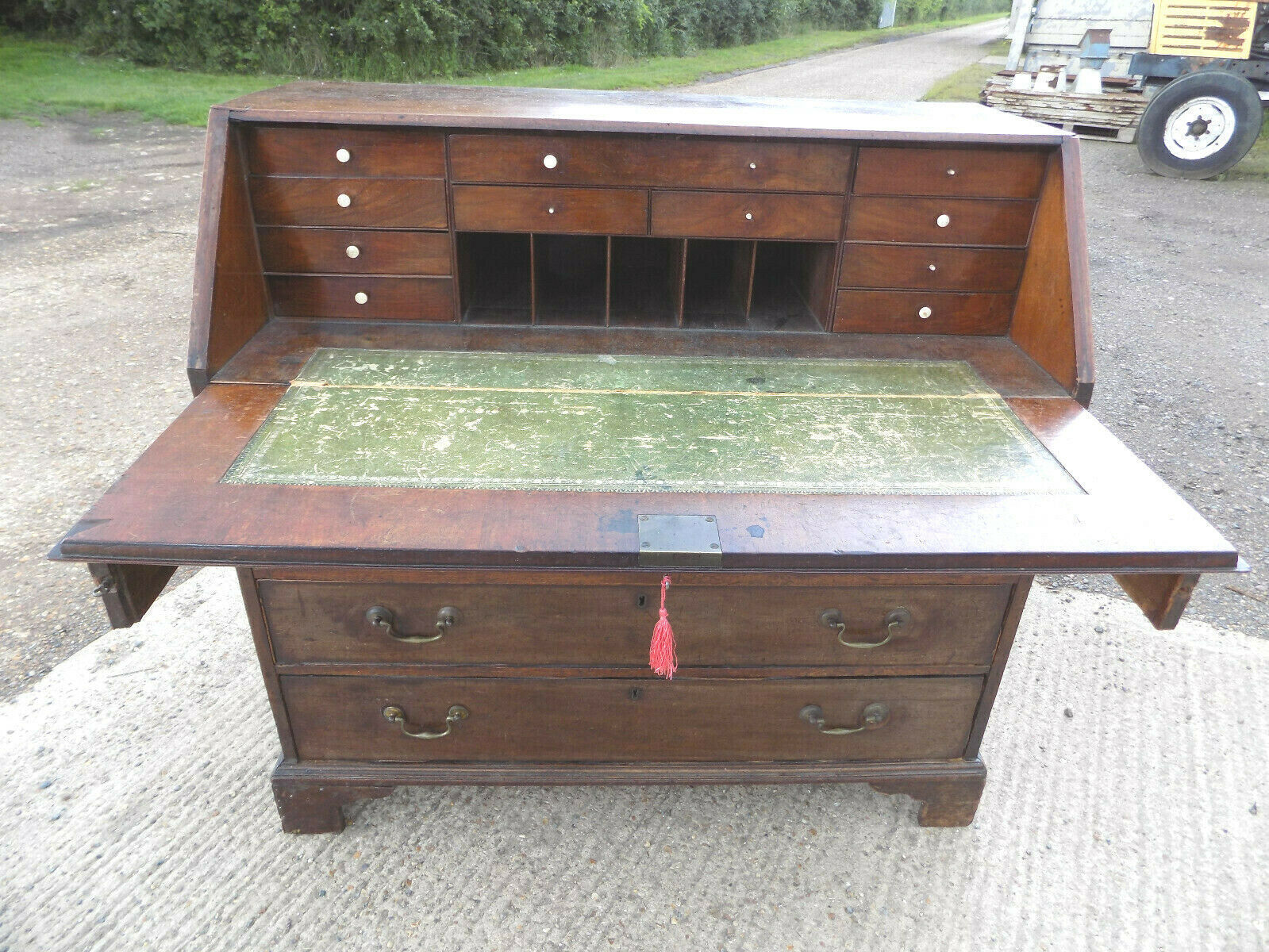 Mahogany Bureau Bracket Feet Antique Georgian 1830 S Drawers