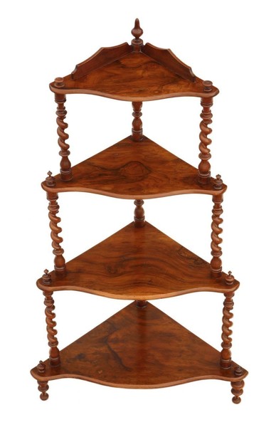Victorian Figured Walnut Corner Whatnot photo furniture