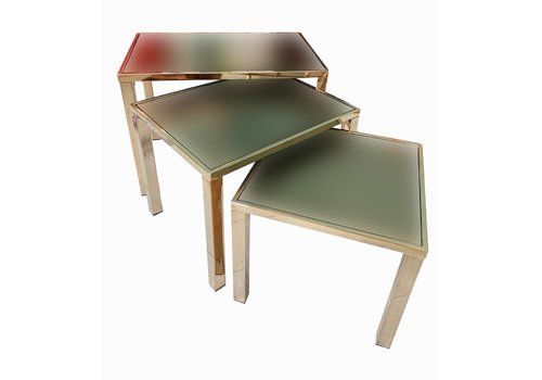 Gold Plated Nesting Tables From Belgo Chrom, 1970s
