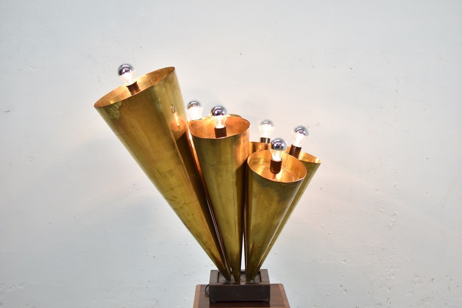 Mid Century Brass Expo 58 Trumpet Floor Lamp 1950s