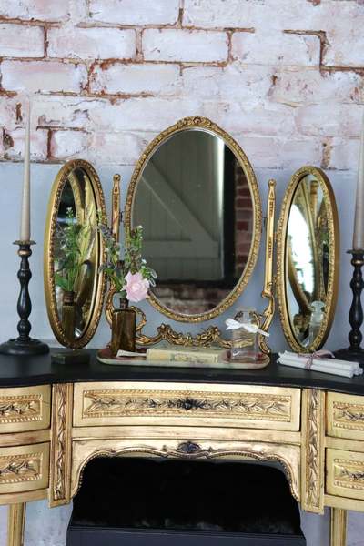 Gold Rose Crested Vintage Triple Dressing Table Mirror Vinterior Vintage Triple Dressing Table Mirror