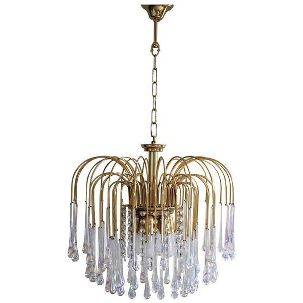 Vintage Brasurano Glass Teardrop Chandelier 1960s