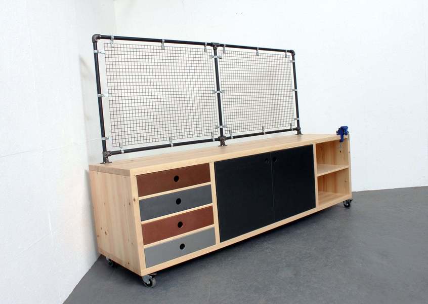 Oliver Children S Pine Workbench With Plywood Drawers And Doors