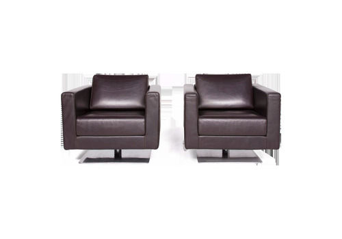Vitra Park Swivel Armchair 2x Armchair Set Leather Brown Chocolate Jasper Morrison Polished Aluminum Solid Wood Genuine Leather #4426