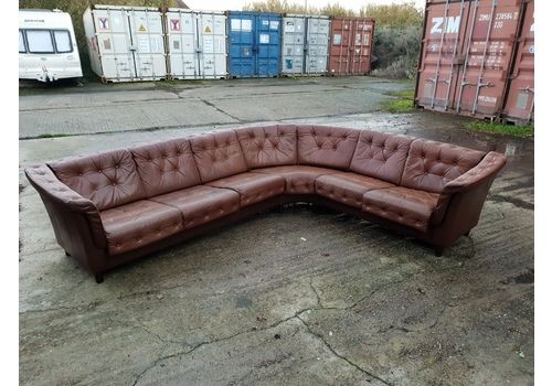 Danish Corner Sofa In Brown Leather