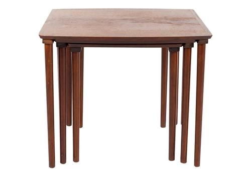 Teak Nest Of Tables, Denmark 1960s Marked Under Top
