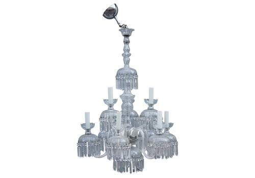 Round Great Classic Chandelier Trasparent Crystal Bohemian Art, 1950s