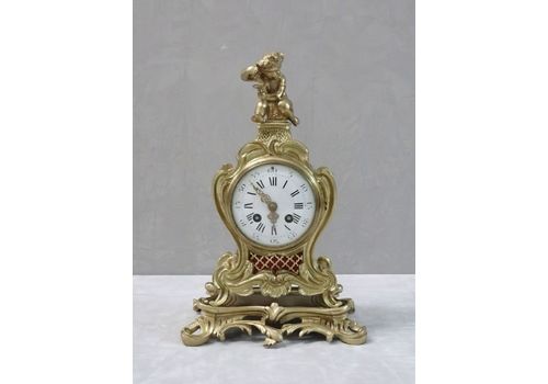 French Brass And Gilt Rococo Style Mantel Clock
