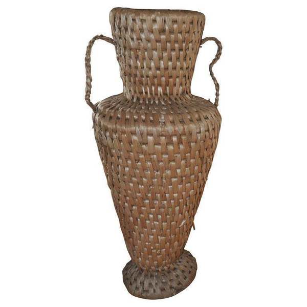 Midcentury Raffia Floor Vase Vinterior