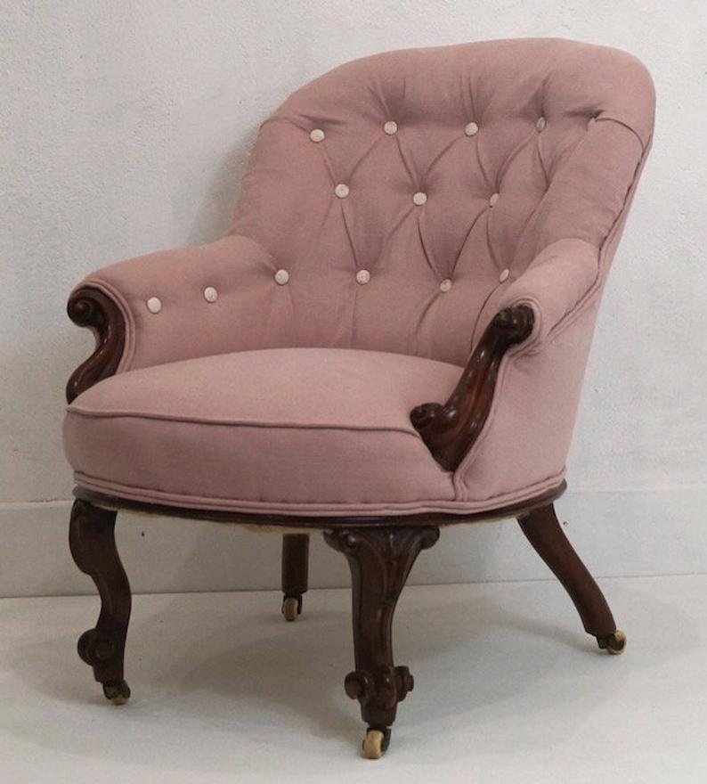 Fabulous Antique Victorian Bedroom Chair New Upholstery | Vinterior
