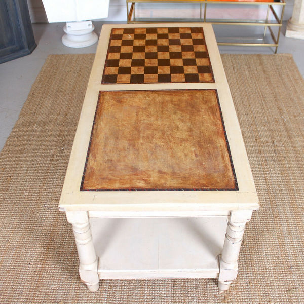 Vintage Coffee Table Painted Chess Board Games Table Vinterior