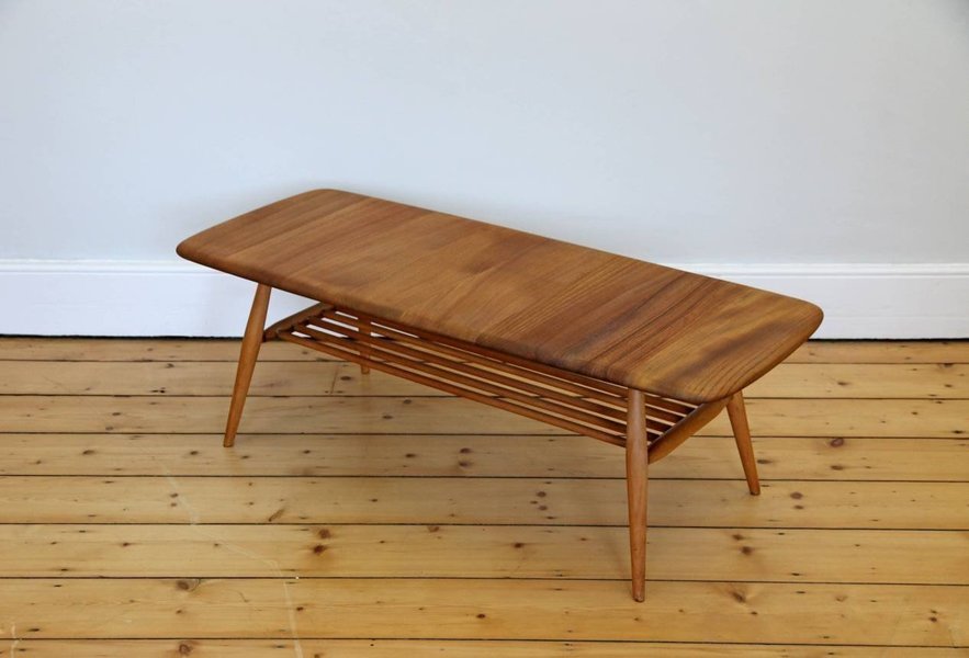 Restored Mid Century Ercol Coffee Table With Magazine Rack Vinterior