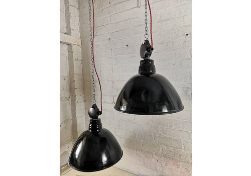 4 X 1950s East German Enamel Factory Lights By Lbd Veb Leuchtenbau Dresden
