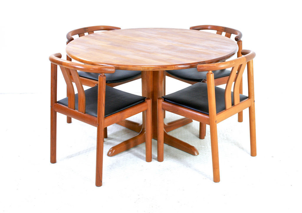 Vintage 1970s Solid Teak Danish Dining Table And 4 Chairs ...